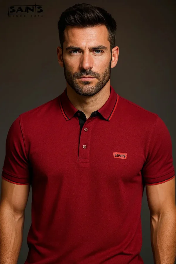 red polo shirt
